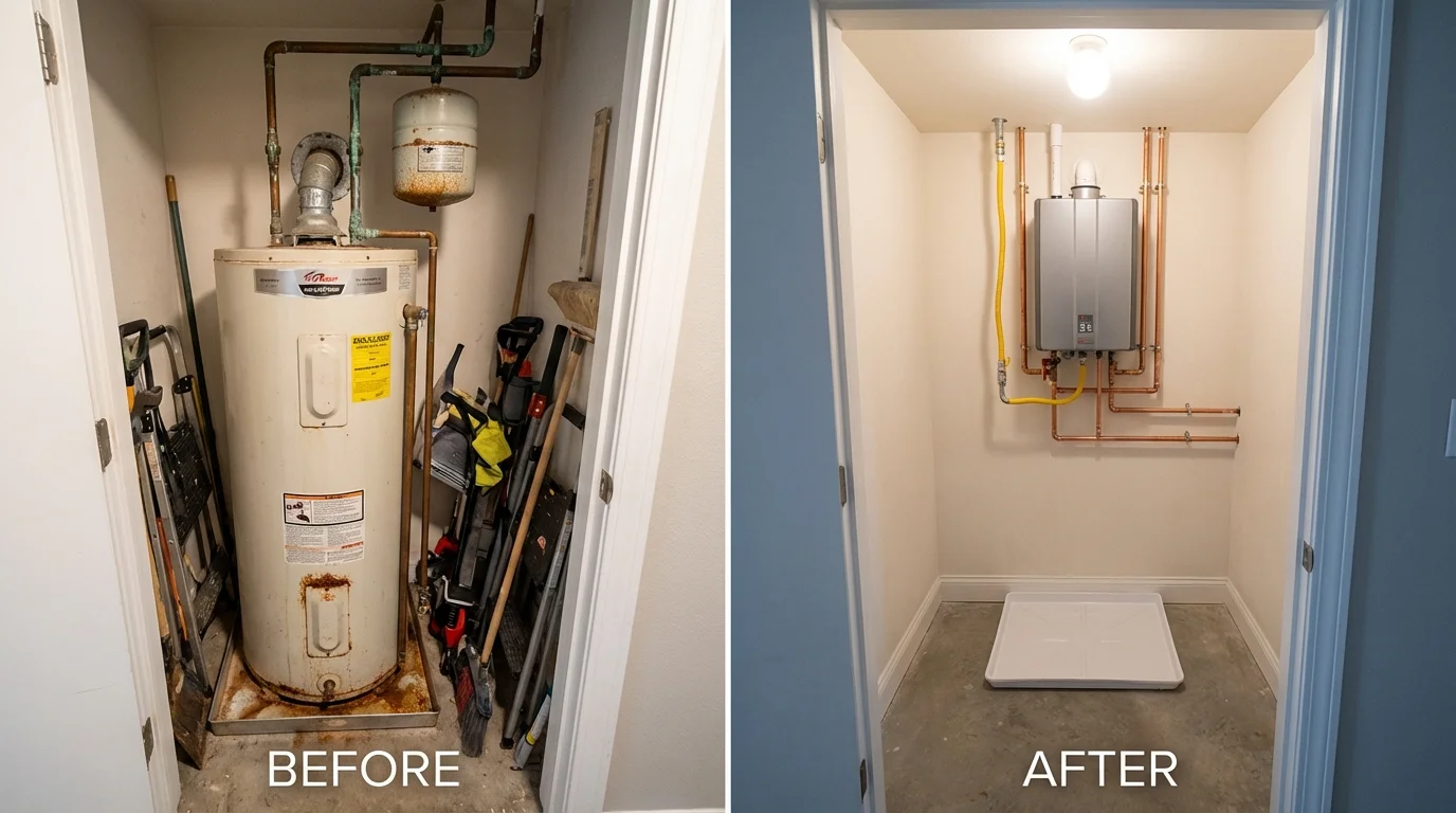 Tank water heater versus wall-mounted tankless unit comparison for Rogersville, MO homeowners
